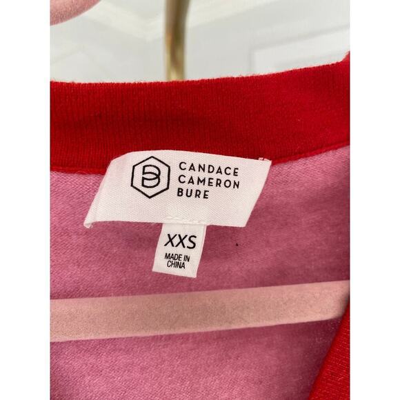 Candace Cameron Bure Colorblock Cardigan Preppy Parisian Red Pink Classic Bougie - Picture 8 of 9